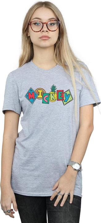 Actual product image Disney Womens/Ladies Mickey Mouse Fruit Blocks Cotton Boyfriend T-Shirt (3XL)