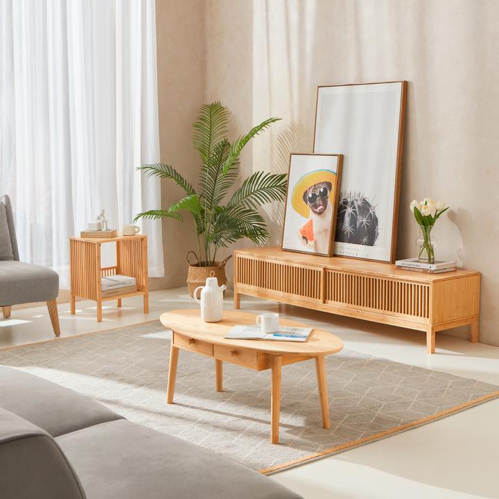 Produktbild En.Casa Beistelltisch Varde 50x39x33 cm 2er Set Bambus Natur