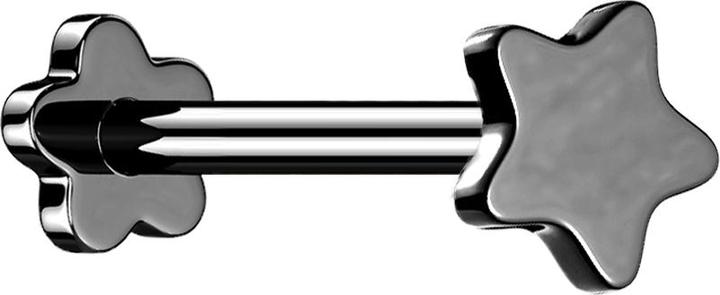 Star Piercing Micro Threadless Labret Blume schwarz Stern (ohne Messing, Titan G23)