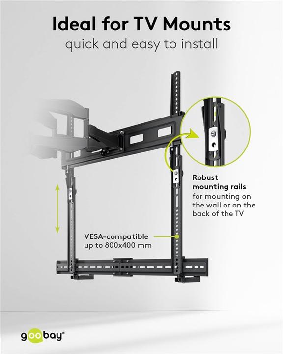 Immagine prodotto Goobay Supporto per soundbar per televisori (1 pz., Installazione a parete, Regolabile in altezza)