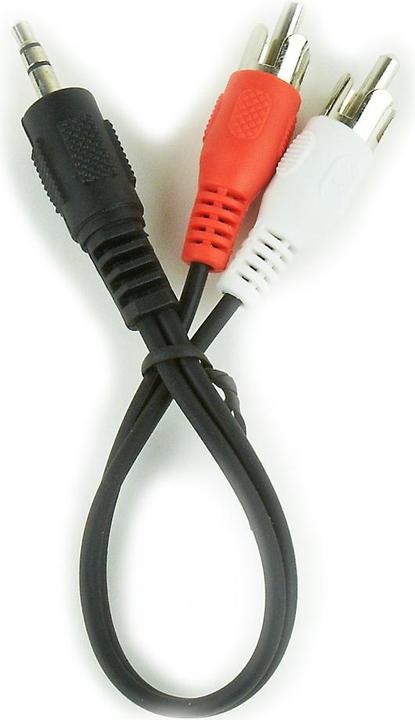 Produktbild Cablexpert 0.2 m, 3.5 mm/2 x RCA, M/M – Audio-Kabel (3.5 mm/2 x RCA, M/M, 3,5 mm, 2 x RCA, m (0.20 m)