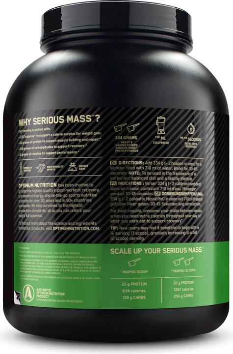 Image du produit Optimum Nutrition Serious Mass (Banane, 1 pcs, 2722 g)