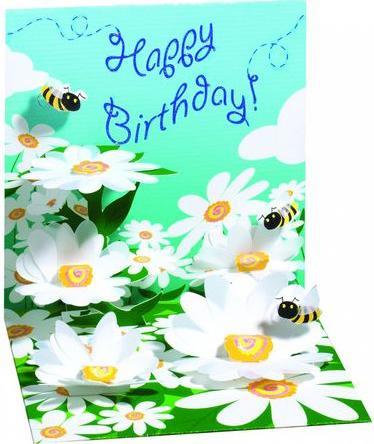 Produktbild Up with paper Geburtstagskarte Paper Pop-Up Card Blumen und Bienen- Motiv