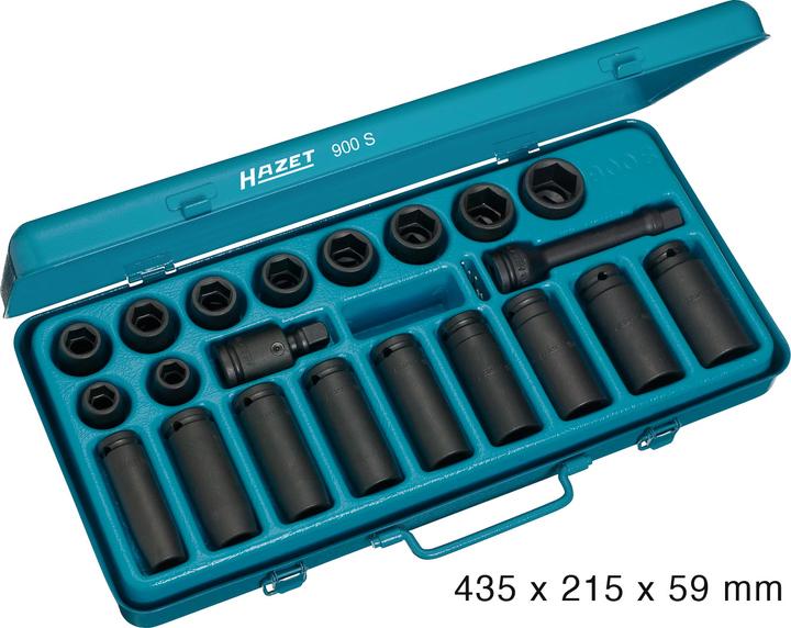 Actual product image HAZET Impact socket set 900S ∙ Square, hollow 12.5 mm (1/2 inch) ∙ Outside hexagon traction profile… (16 mm, 25 mm, 19 mm, 26 mm, 17 mm, 18 mm, 20 mm, 13 mm, 22 mm, 15 mm, 14 mm, 21 mm, 24 mm, 27 mm, 23 mm)