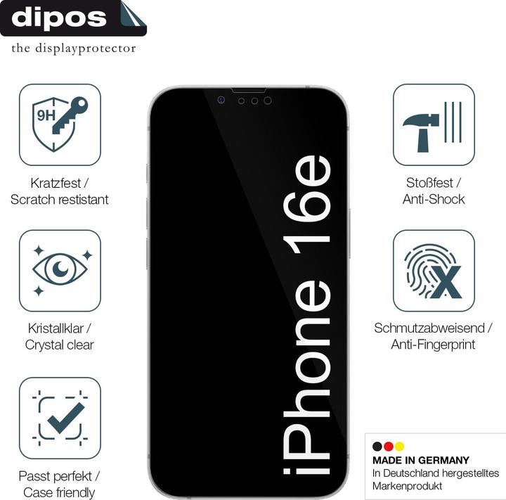 Actual product image Dipos Anti-Shock Screen Protector Clear (1 Piece, Apple iPhone 16e)