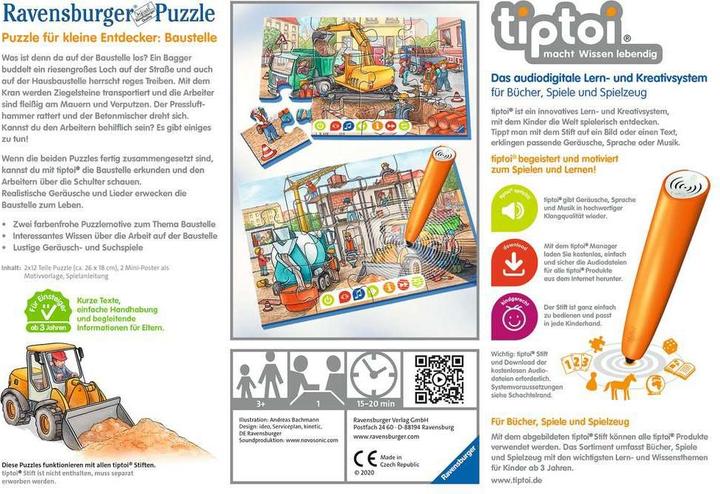 Produktbild tiptoi Puzzle für kleine Entdecker: Baustelle (12 Teile)