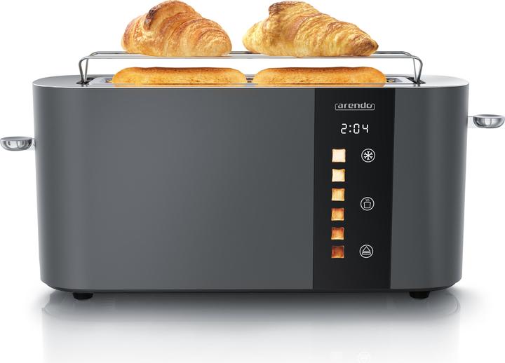 Image du produit Arendo Toaster Edelstahl 2 Scheiben Langschlitz, Restzeit & Bräunungsgradanzeige, Touch Display, 1000 W (Prise UE)