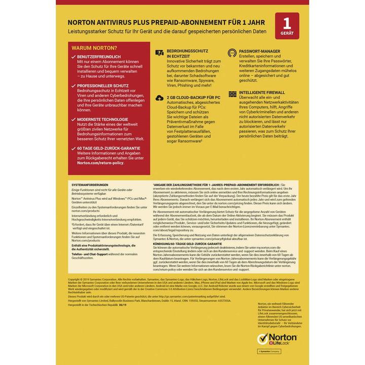 Immagine prodotto Norton AntiVirus Plus (1 Utente, 12 mesi)