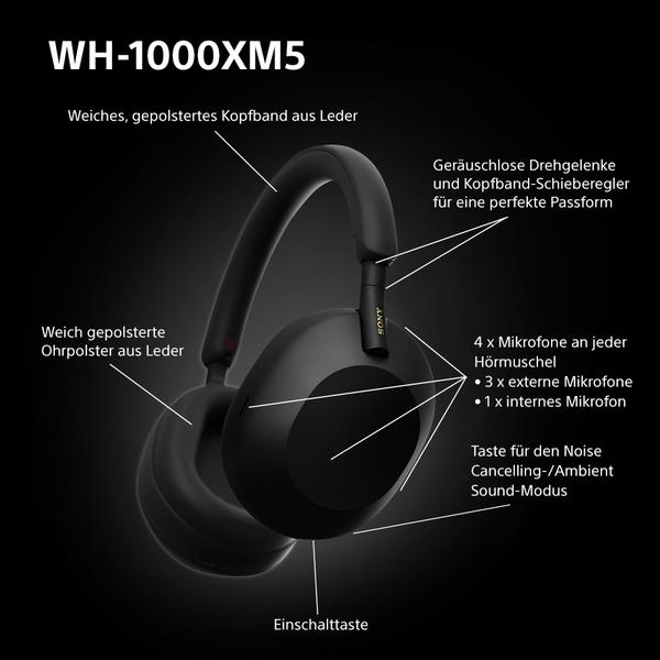 Immagine prodotto Sony WH-1000XM5 (ANC, 30 h, Senza fili, Cablato)