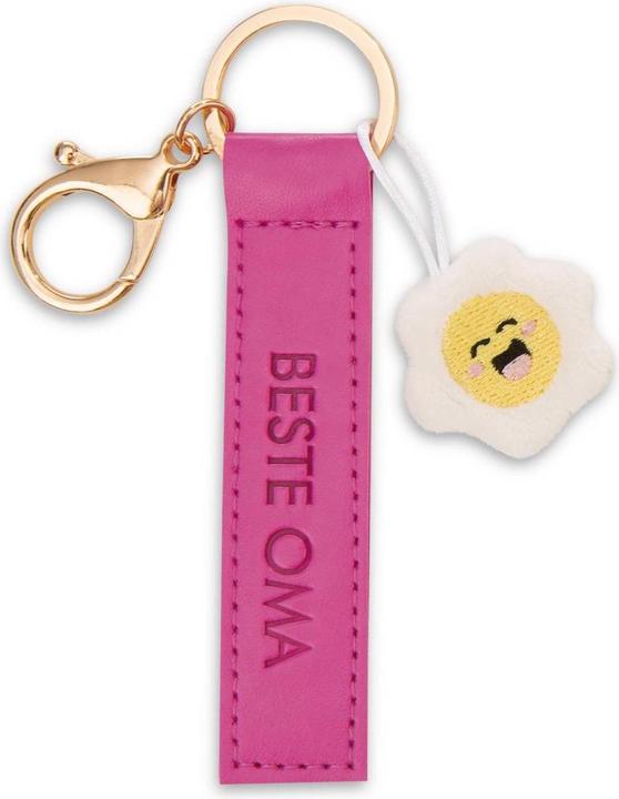 Magni NICI Schlüsselanhänger Beste Oma Kunstlederband mit Blume pink 10cm