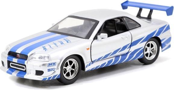 Actual product image Jada Fast and Furious Brian's Nissan Skyline GT-R R34 Silver and GT-R R34 Blue 1:32 Die-Cast Metal 2-Pack