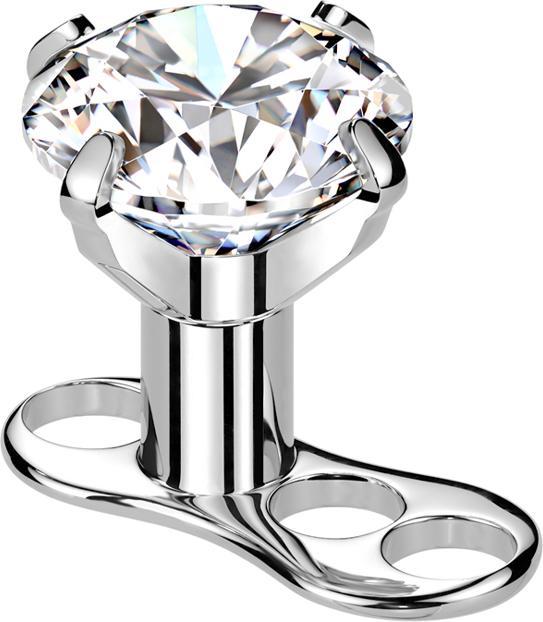 Produktbild Star Piercing Dermal Anchor Innengewinde silber mit Kristall silber gefasst (ohne Messing, Titan G23)