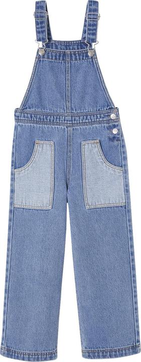 Vertbaudet Weite Mädchen Jeans-Latzhose mit Kontrasteffekt