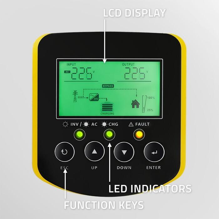 Actual product image Qoltec Hybrid off-grid solar inverter 2 5 kVA | 2 5 kW | 100 A | MPPT | LCD display |