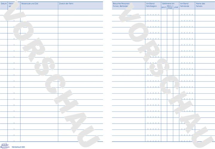 Produktbild Avery Fahrtenbuch (A5, Kariert, Weicher Einband)