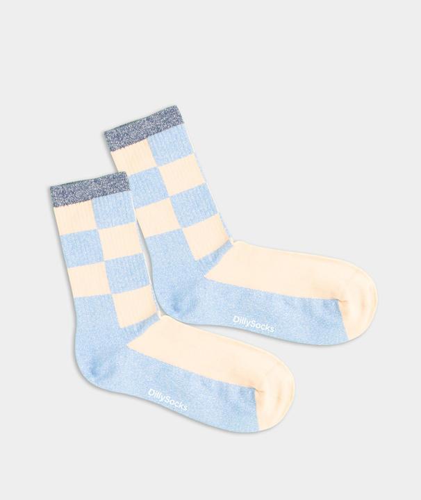 Actual product image DillySocks Chaussettes "Premium glitzy pastel chess" bleu clair (Single pack, 39 - 41)