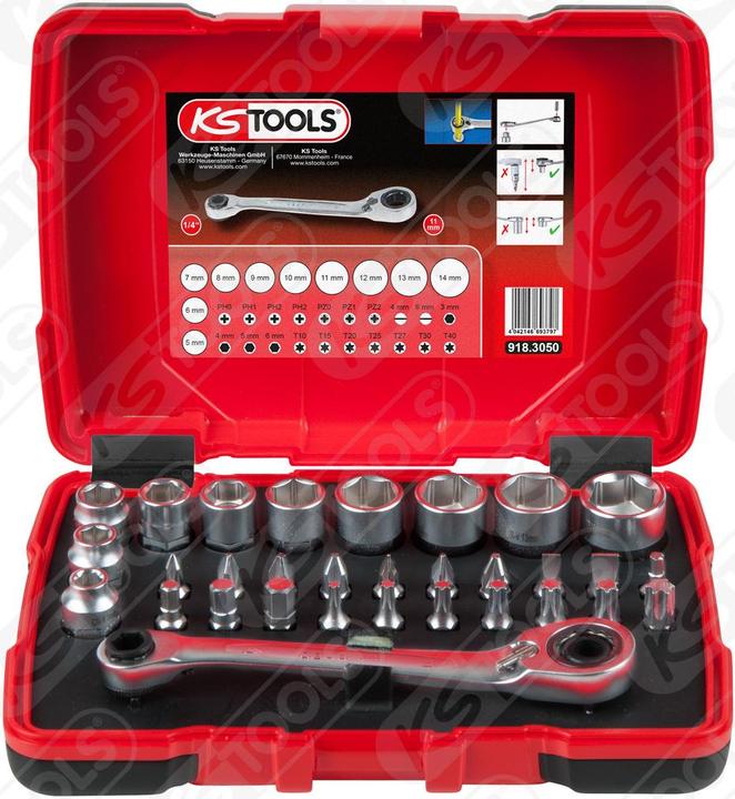 Image du produit KS Tools 1/4" + 11 mm Durchgangs-Steckschlüssel- und Bit-Satz (11 mm)