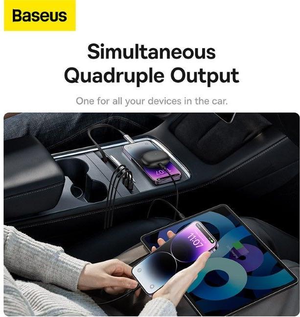 Image du produit Baseus HUB USB T-Space Series pour Tesla Model 3 / Y avec câble USB C 45W intégré - Noir