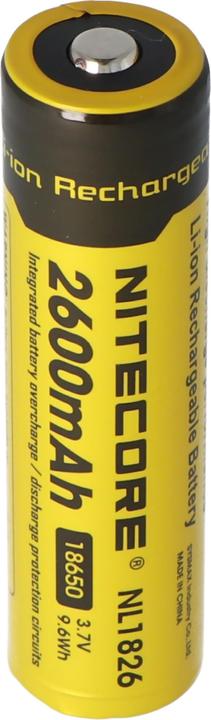 Produktbild Nitecore 18650 Li-Ion Akku für LED Taschenlampen NL186 mit 2600mAh, CR18650 18,6x70mm