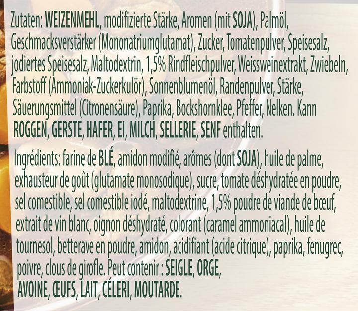 Nährwerte und Zutaten Knorr Bratensauce (230 g)