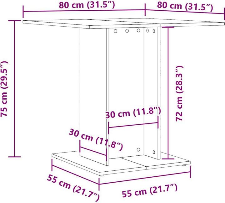 Actual product image VidaXL Esstisch Küchentisch Esszimmertisch Speisetisch Tisch Altholz-Optik (80 x 80 x 75 cm)