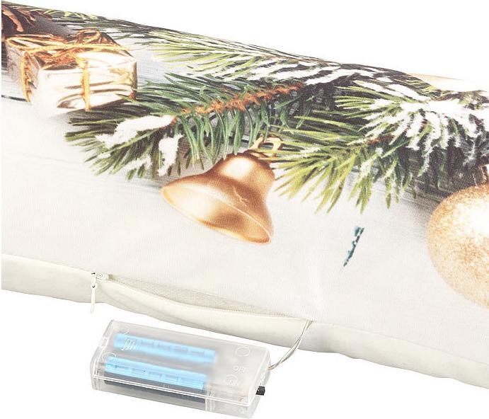 Image du produit Infactory Lot de 2 coussins décoratifs anti-courants d'air, motif Noël, 7 LED, 90x20 cm (90 x 20 x 12 cm)