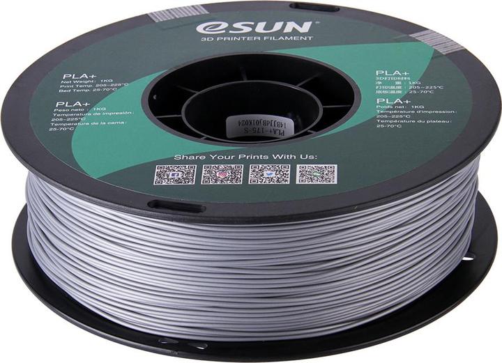 Produktbild eSUN PLA+ 1,75mm Silver 1kg 3D Filament (PLA, 1.75 mm, 1000 g, Silber)