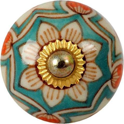 Actual product image Tranquillo Furniture handle handmade, Ø 4 cm, Multicolor/Gold