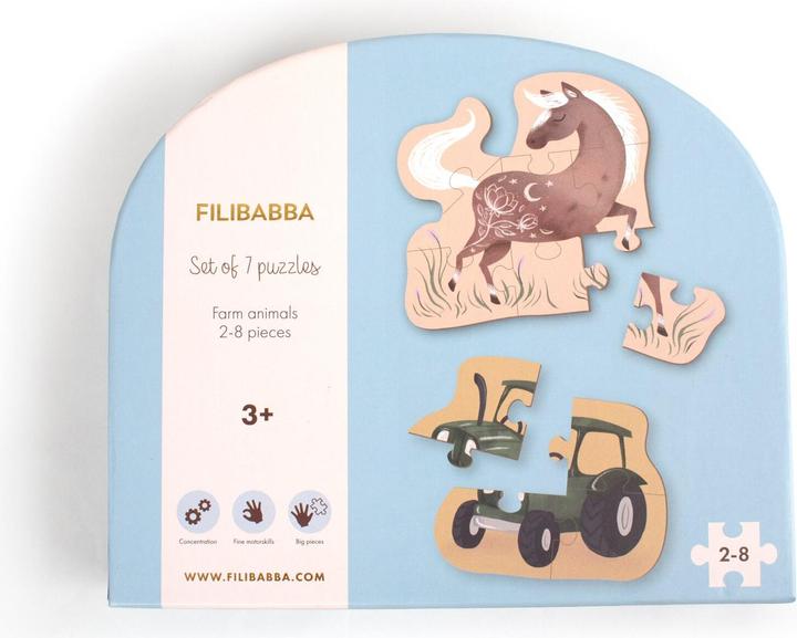 Actual product image Filibabba Set of 7 puzzles - Farm animals (7 pieces)