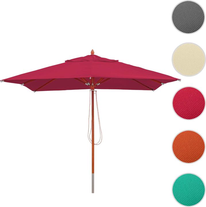 Produktbild Mendler Gastronomie Holz-Sonnenschirm, Gartenschirm, Polyester/Holz 14kg, eckig 3x3m Seilzug stosssicher - b (3 m)