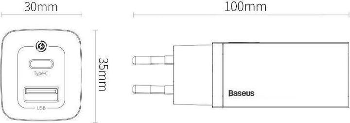 Actual product image Baseus GaN2 Lite Quick ChargerC+U 65W EU White (65 W)