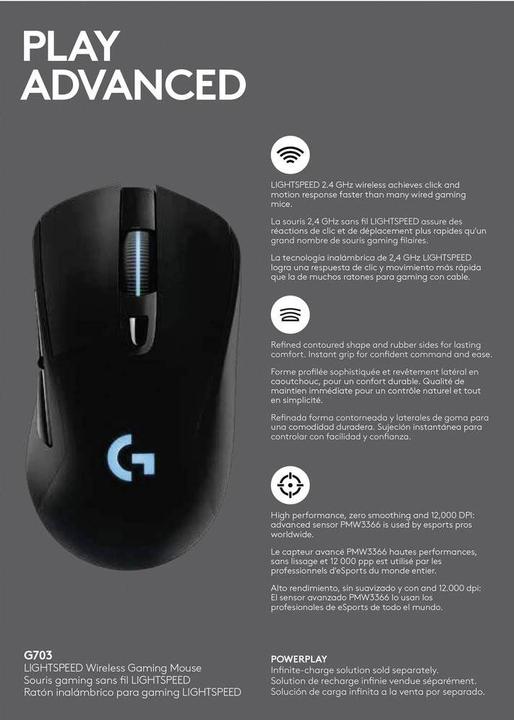 Produktbild Logitech G G703 Lightspeed (Kabellos, Kabelgebunden)