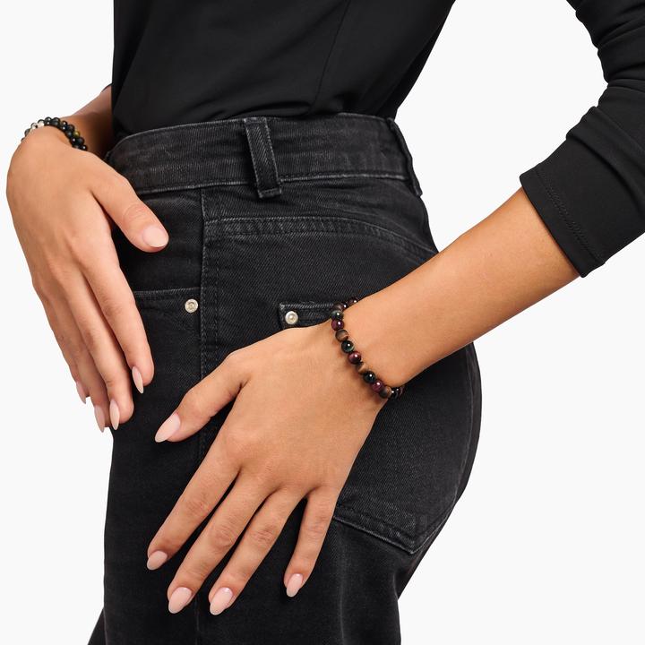 Produktbild Thomas Sabo Talisman Armband mit Tigerauge Beads (17 cm, Geschwärzt, Recyceltes 925 Silber)