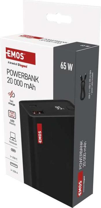 Produktbild Emos Powerbank NTBF20, 20 000 mAh, 65 W PD, schwarz (20000 mAh, 65 W, 74 Wh)