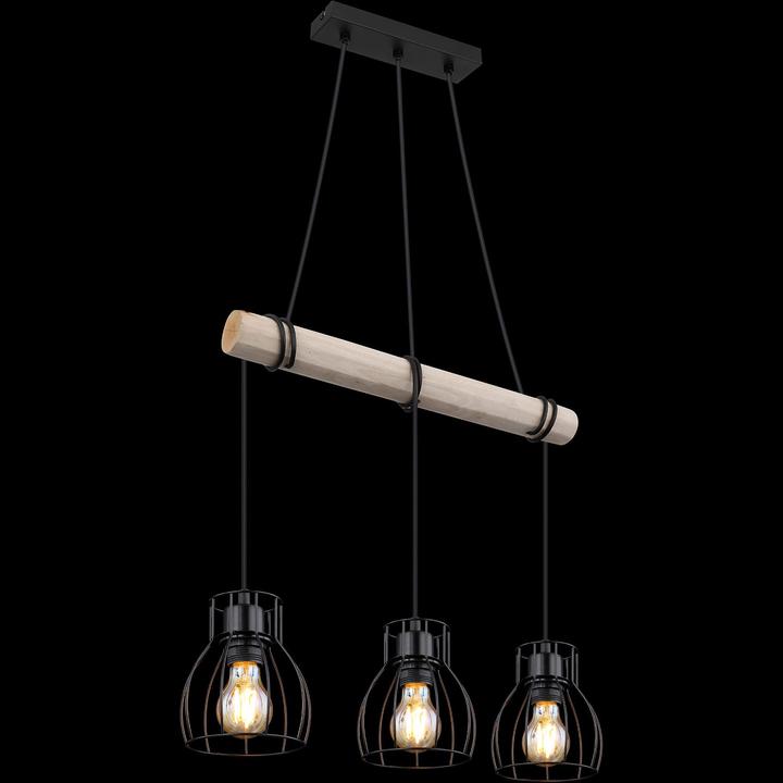 Actual product image Globo Pendant lamp Mina black matt 3xE27 (E27)