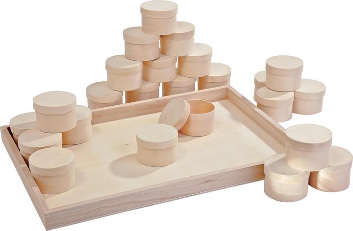 Image du produit VBS Boîtes en aggloméré XXL "Rondes" sur plateau, 24 pièces, Ø env. 6 cm