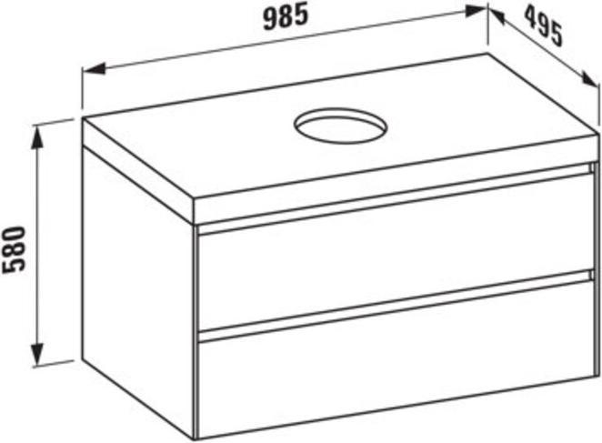 Immagine prodotto Laufen Lani piano lavabo grigio traffico incl. mobiletto, 1 foro centrale, 985x495x580mm, H405561112