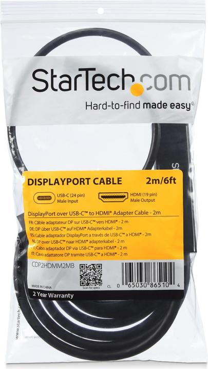 Actual product image StarTech USB Typ C — HDMI (Typ A) (2 m, HDMI, USB Type C)