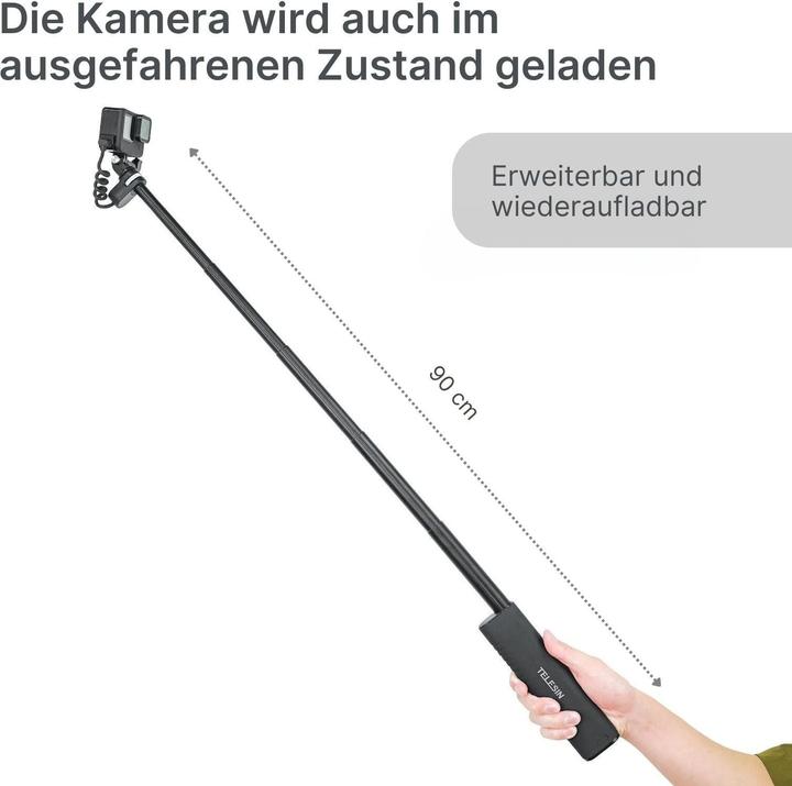 Immagine prodotto Hermex Telesin Selfie Stick Actioncam con adattatore per GoPro DJI Insta360 e molto altro ancora