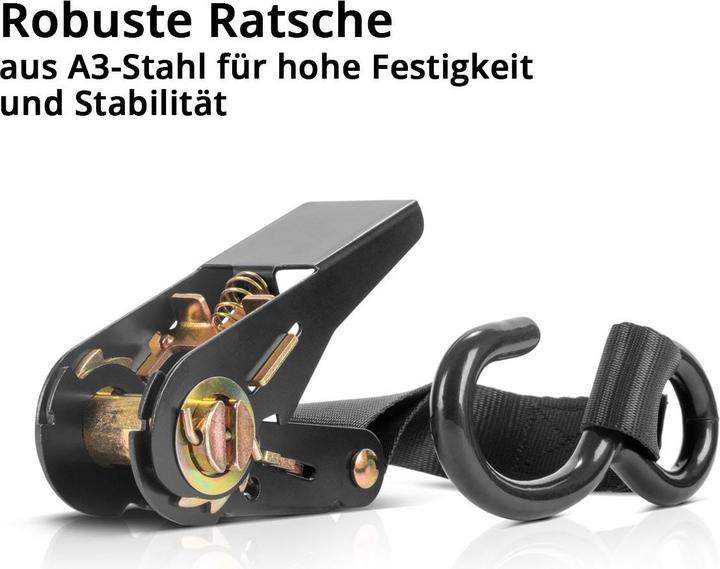 Produktbild Stahlwerk Ratschengurt mit Haken 4er Set 5 m x 25 mm 800 kg Spanngurt Zurrgurt