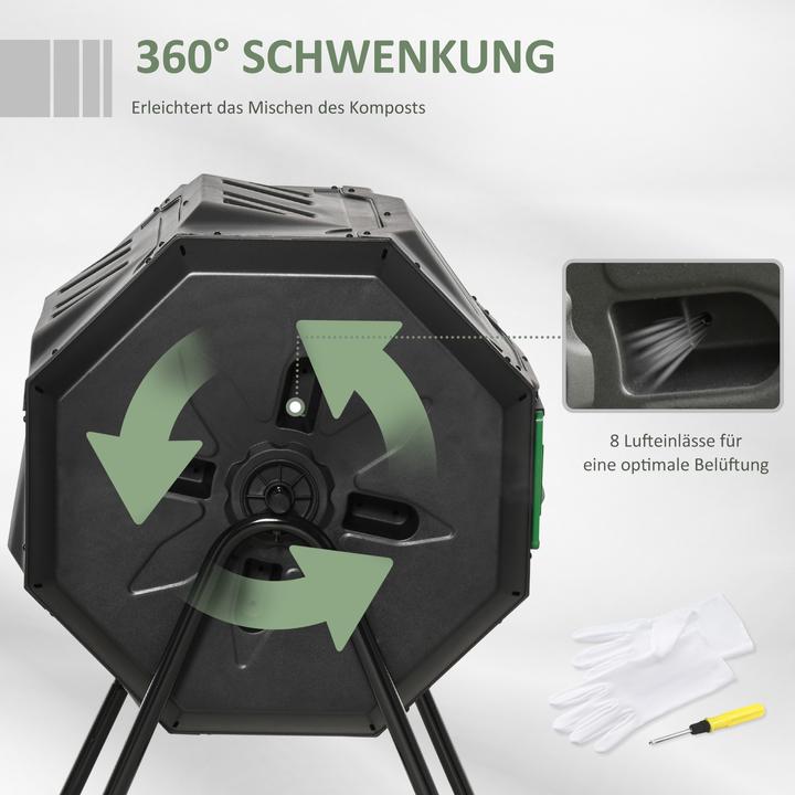Actual product image Outsunny Compost drum with 2 chambers (160 l)