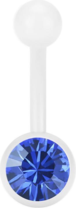 Produktbild Star Piercing Banane Pure White mit Swarovski Kristallkugel blau (ohne Messing, Chirurgenstahl 316L)
