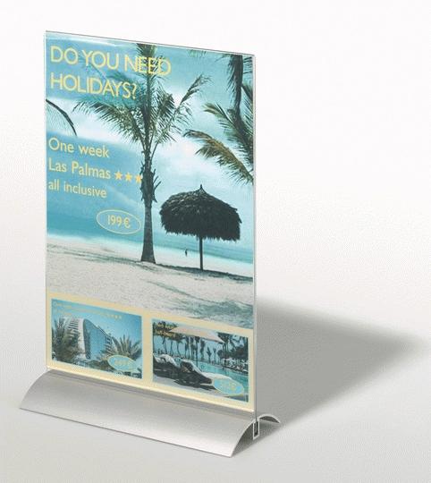 Actual product image Durable Table display, acrylic with aluminium base (A4)