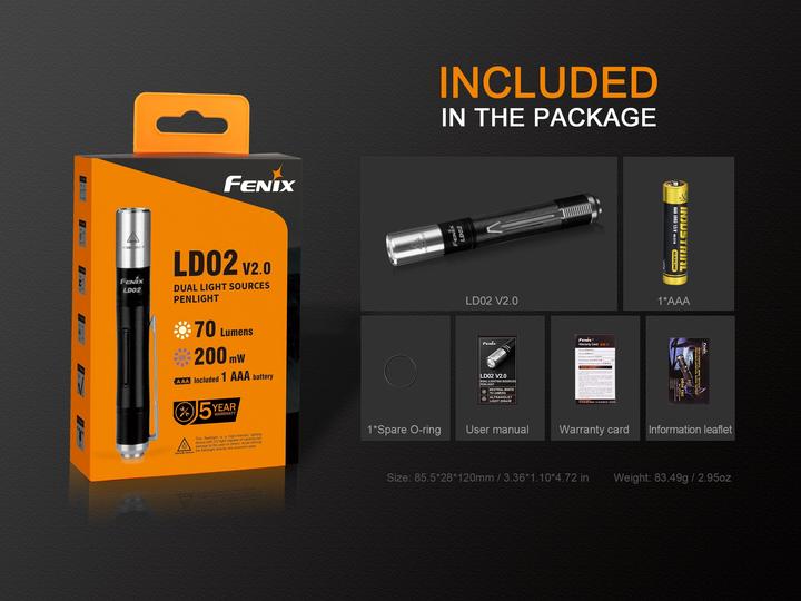 Actual product image Fenix LD02 V2.0 (9.20 cm, 70 lm)