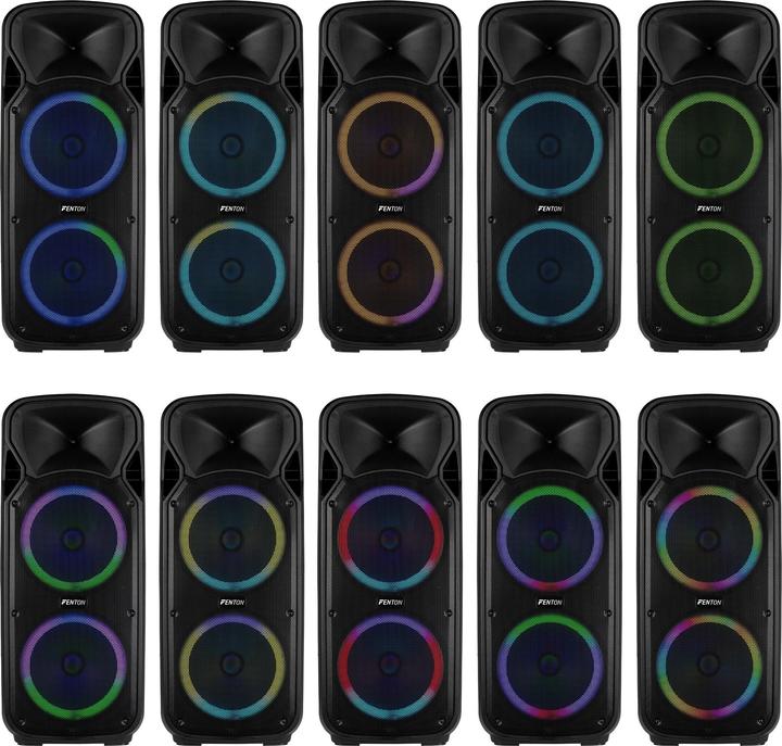 Produktbild Fenton Speaker Bluetooth - FT212LED MK2 karaoke box met LEDâ€™s, accu en microfoons - (Aktiv)