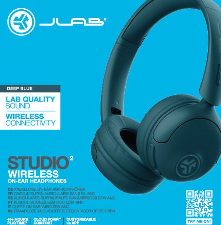 Actual product image JLab Audio JLAB Studio 2 Wireless On-Ear blue Deep Blue (NC, 30 h, Wireless)