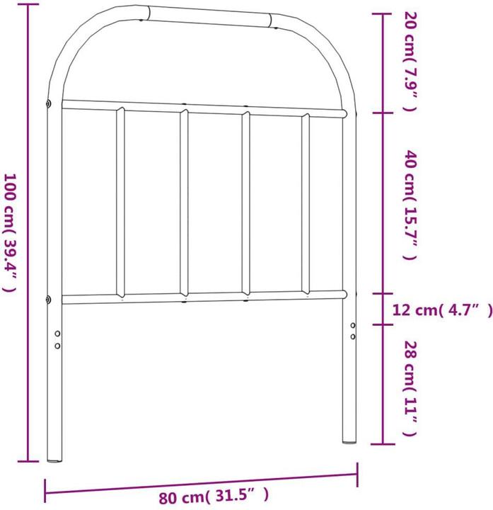 Immagine prodotto VidaXL Kopfteil Metall Weiss 75 cm, Farbe: Weiss (80 x 3 x 100 cm)