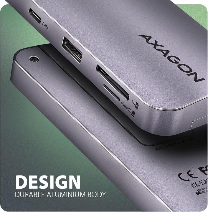 Produktbild Axagon HUB HMC-6GM2 USB 6 in1 10 Gbit (USB-C, 1 Ports)