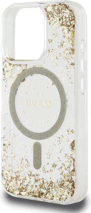 Actual product image Guess HC Resin Bottom Glitter MagSafe case for iPhone 16 Pro - gold (Apple iPhone 16 Pro)