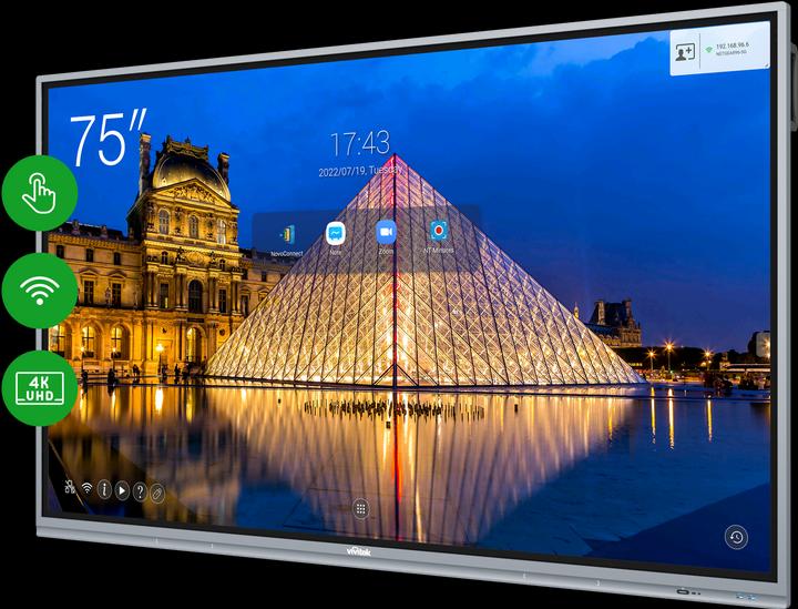 Produktbild vivitek DS NovoTouch BK750i silber 75"/3xHDMI/VGA/DP/USB (3840 x 2160 Pixel, 75")
